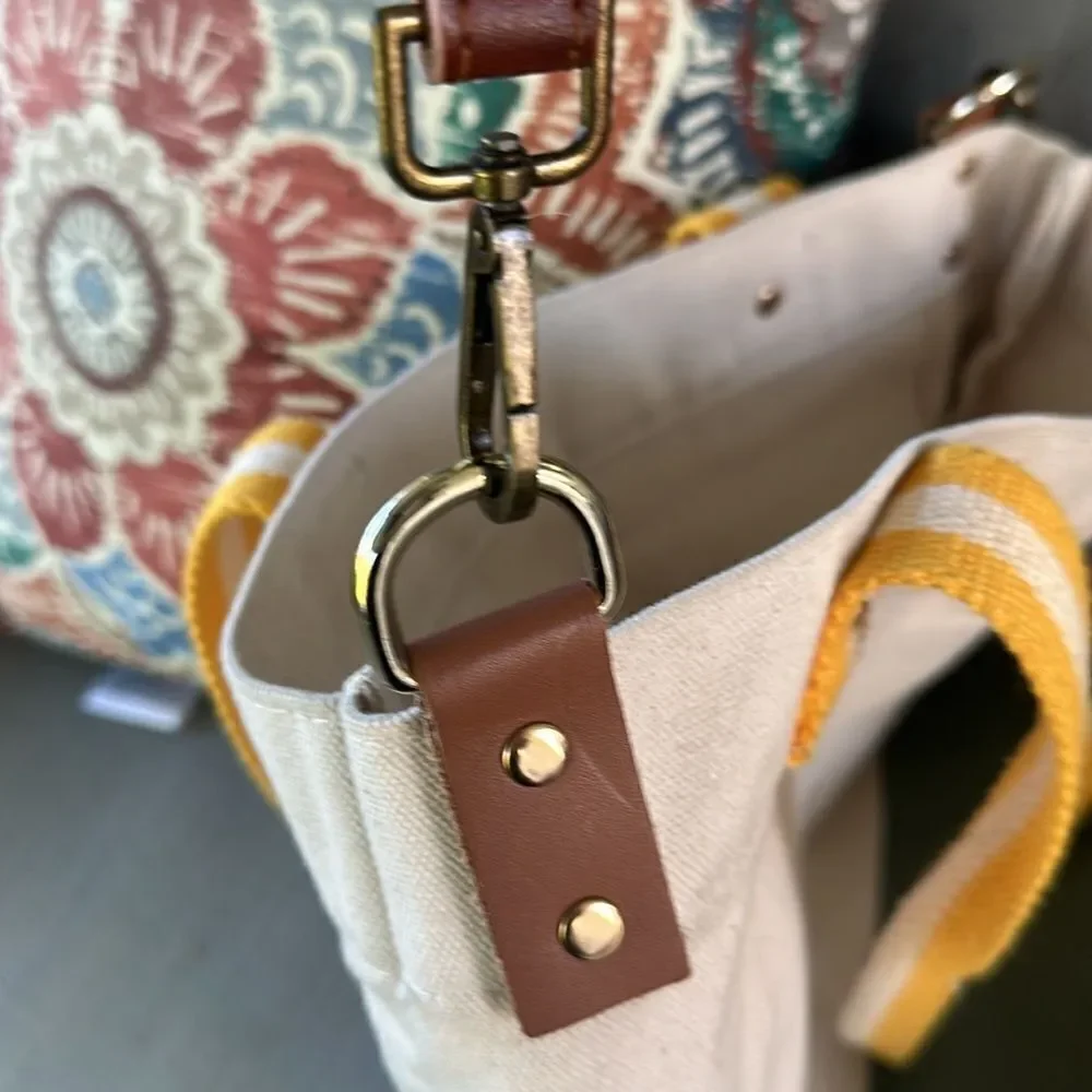 Tag & Crew Dipped Tote with Yellow Strap-Olive
